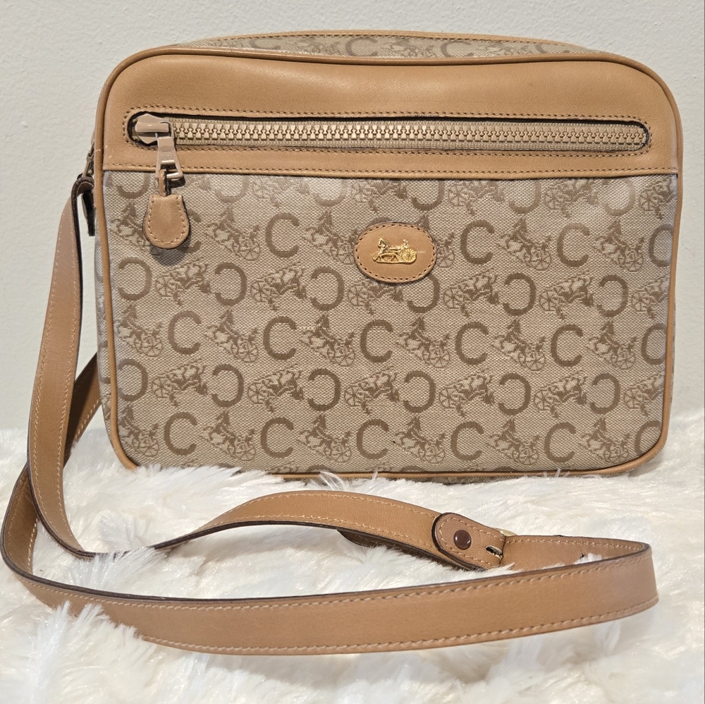 CELINE Paris Vintage Horse Carriage Monogram Crossbody with COA
